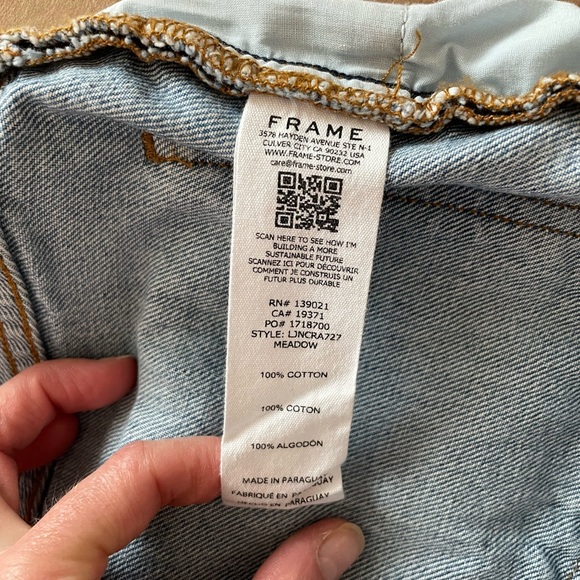 FRAME Le Jane High Waist Crop Straight Leg Jeans in Mid-Blue Wash - Picture 6 of 8